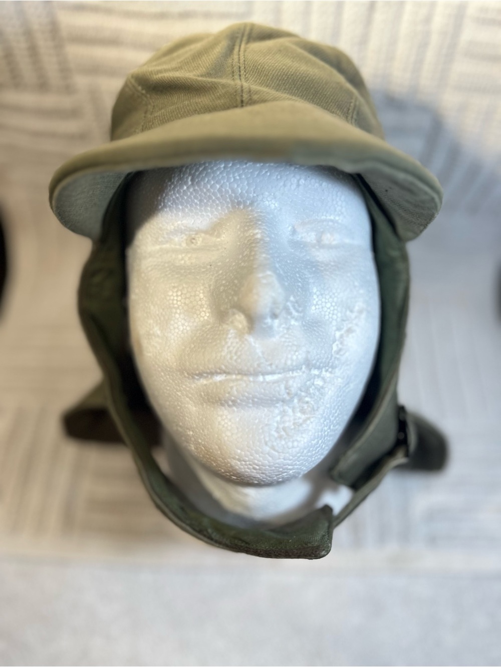 Vintage U.S. Navy Cold Weather Deck Cap Olive Drab Ear Flap Military Hat